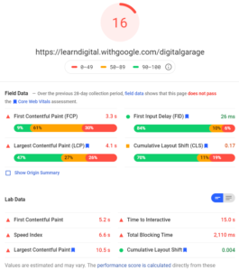 Google Core Web Vitals Digital Garage
